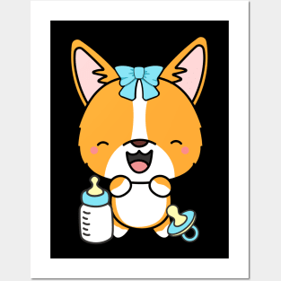 Cute corgi is a baby Posters and Art